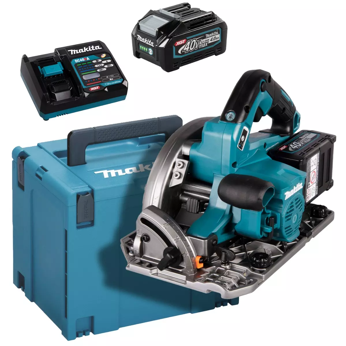 Scie circulaire 40V XGT Ø190 mm Bluetooth - MAKITA - avec 2 batteries 40V 4.0Ah - chargeur - MakPack - HS004GM202