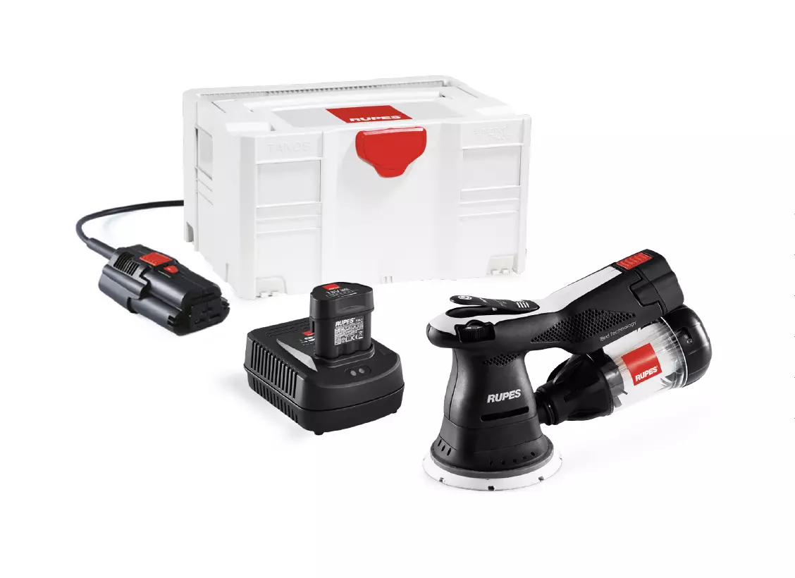 Kit mini ponceuse orbitale diamètre 125 mm avec 2 batteries + Chargeur + Bloc d'alim rechargeable + Filtre green tech + Systainer - RUPES - HSR73/BLX