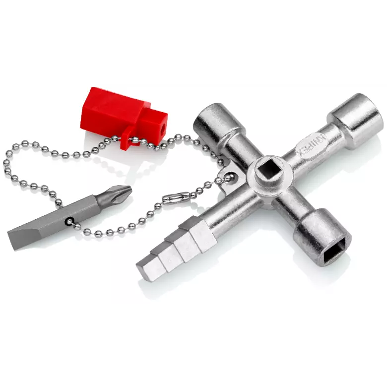 Clé universelle KNIPEX - Pour armoires et systèmes de fermeture standard - 90 mm - 00 11 04