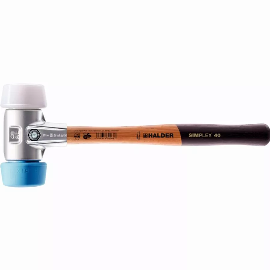 Maillet HALDER SIMPLEX TPE souple / superplastique avec boîtier en aluminium et manche en bois de haute qualité - D=50 mm - 3117.051