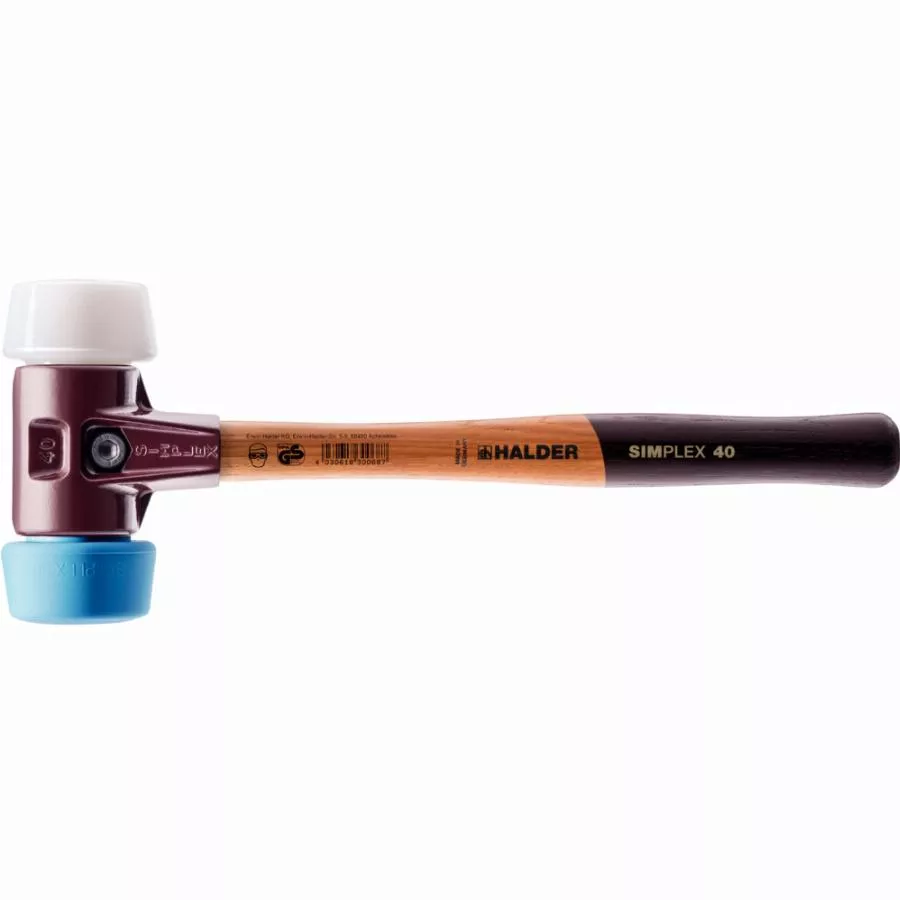 Maillet HALDER SIMPLEX TPE souple/ superplastique avec boîtier en fonte malléable et manche en bois de haute qualité - D=50 mm - 3017.051