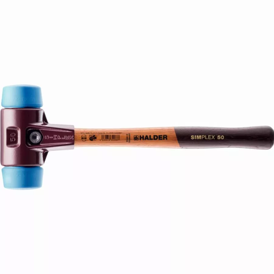 Maillet HALDER SIMPLEX TPE souple avec boîtier en fonte malléable et manche en bois - D=80 mm - 3001.080