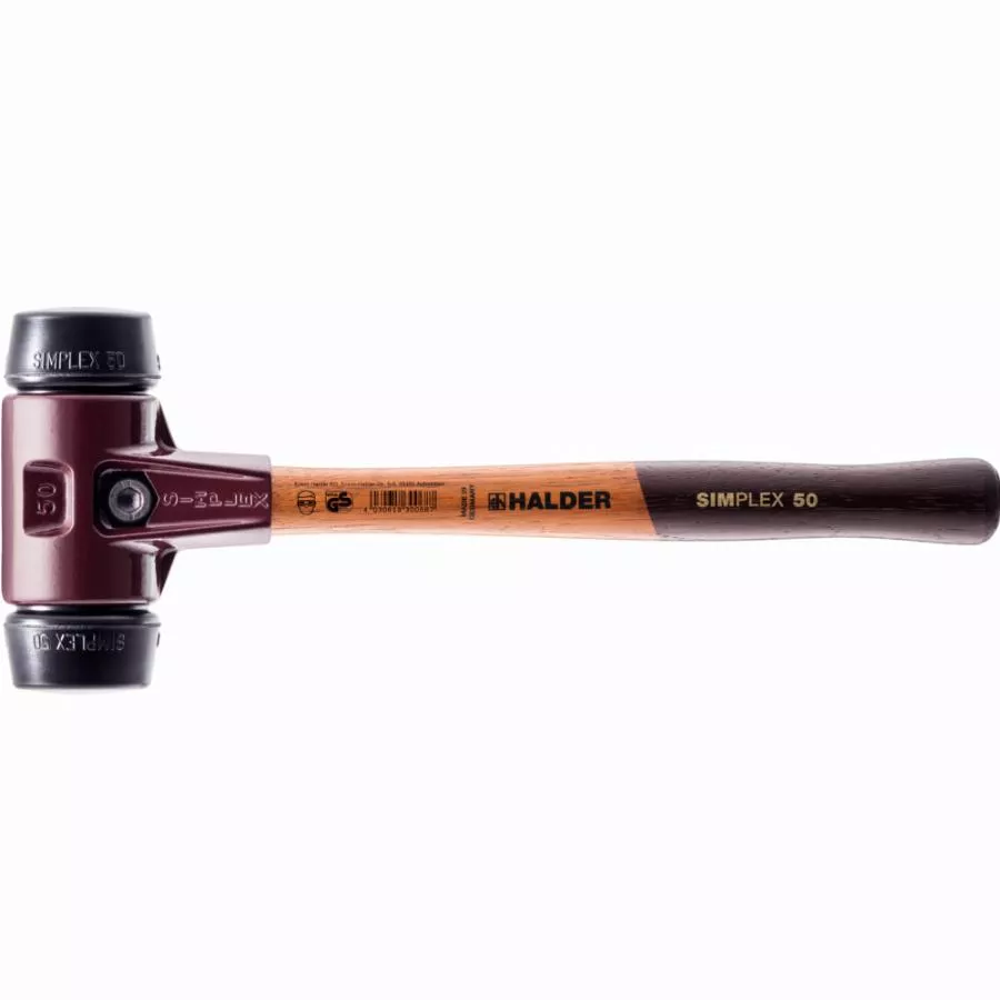 Maillet HALDER SIMPLEX Caoutchouc chargé avec boîtier en fonte malléable et manche en bois - D=80 mm - 3002.080
