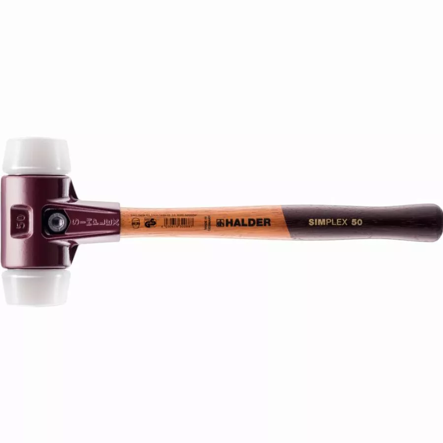 Maillet HALDER SIMPLEX Superplastique avec boîtier en fonte malléable et manche en bois - D=80 mm - 3007.080