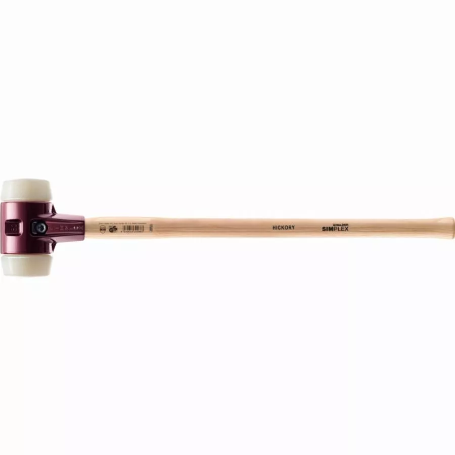 Marteau de frappeur HALDER SIMPLEX Nylon avec boîtier en fonte malléable, manche en bois hickory de haute qualité - D=80 mm - 3008.081