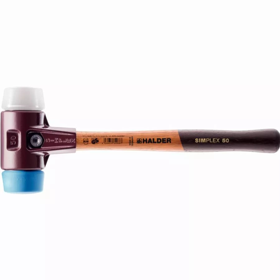 Maillet HALDER SIMPLEX TPE souple/ superplastique avec boîtier en fonte malléable et manche en bois de haute qualité - D=30 mm - 3017.030