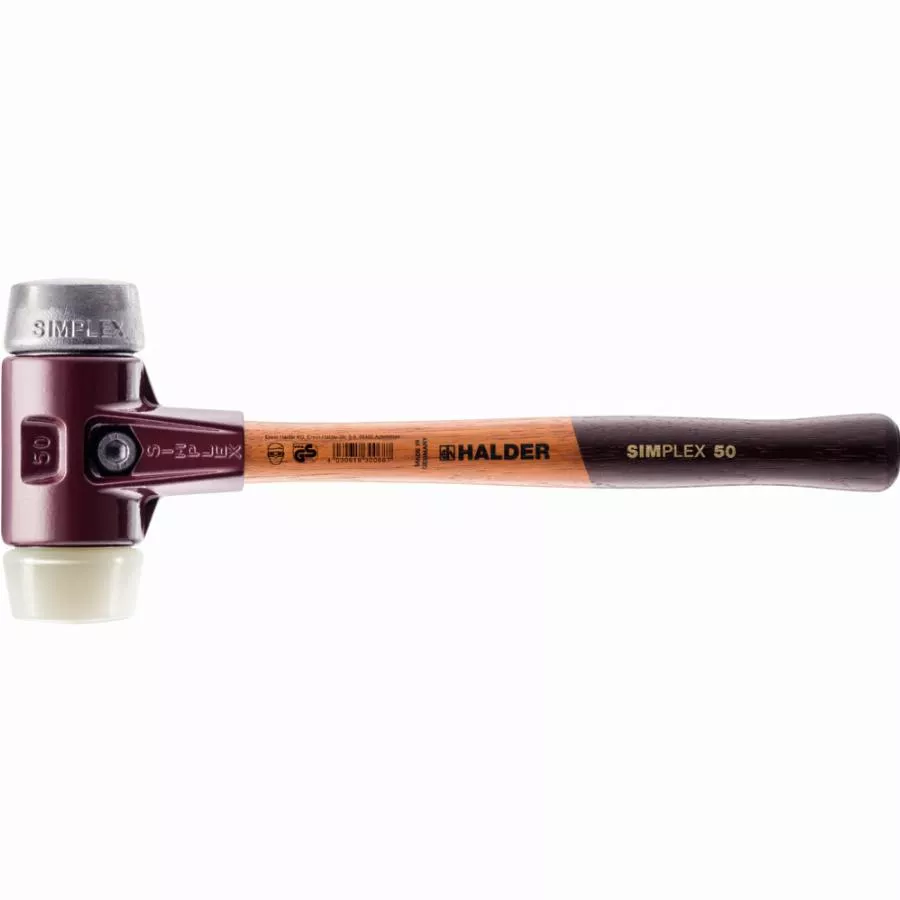 Maillet HALDER SIMPLEX nylon / métal doux, avec boîtier en fonte malléable et manche en bois de haute qualité - D=80 mm - 3089.080