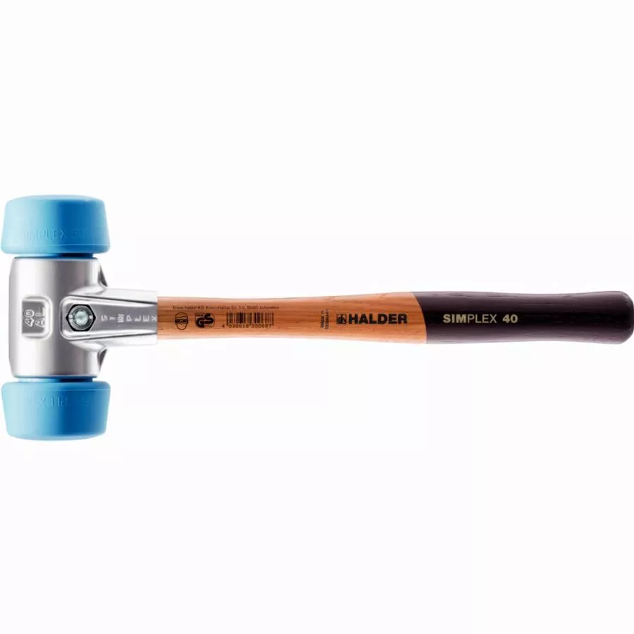 Maillet HALDER SIMPLEX TPE souple avec boîtier en aluminium et manche en bois de haute qualité - D=50 mm - 3101.051