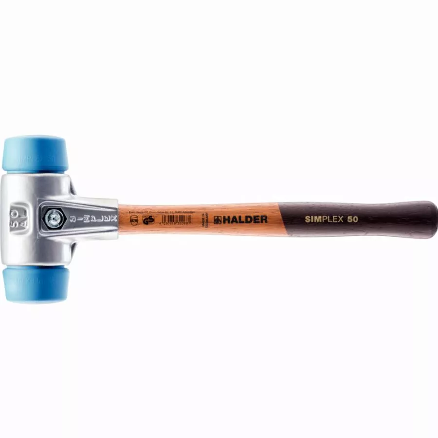 Maillet HALDER SIMPLEX TPE souple avec boîtier en aluminium et manche en bois - D=60 mm - 3101.060