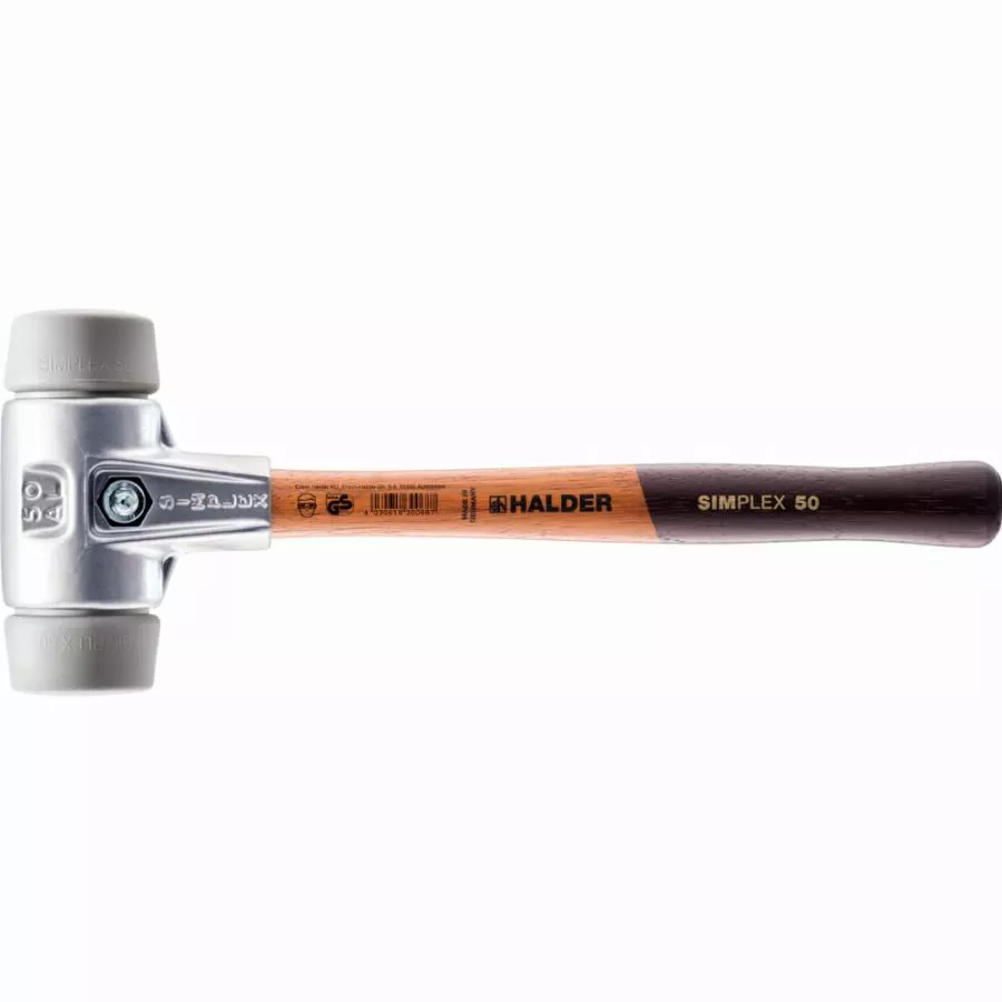 Maillet HALDER SIMPLEX TPE moyen avec boîtier en aluminium et manche en bois - D=60 mm - 3103.060