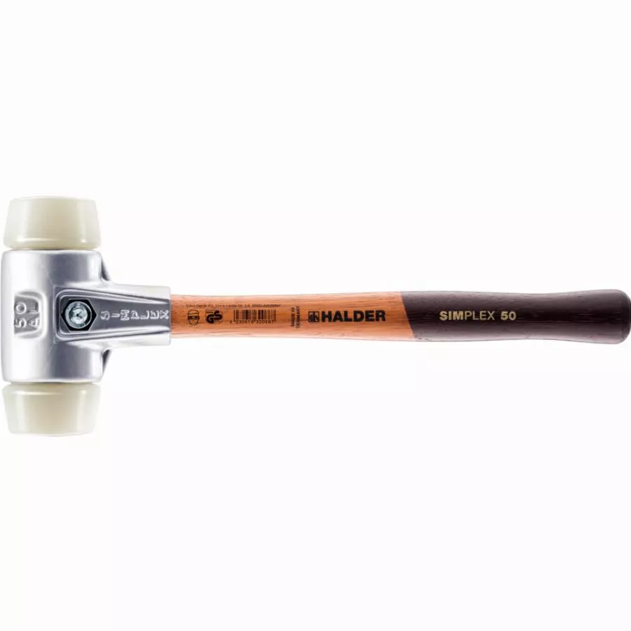 Maillet HALDER SIMPLEX Nylon avec boîtier en aluminium et manche en bois - D=60 mm - 3108.060