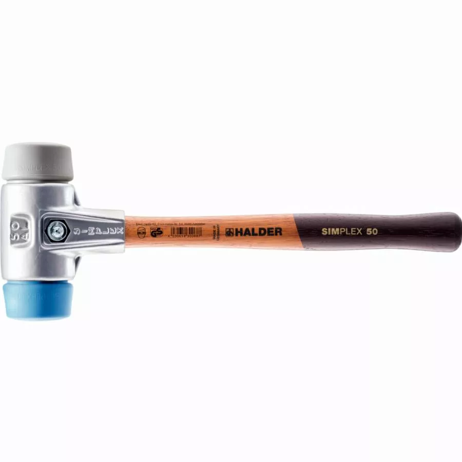 Maillet HALDER SIMPLEX TPE souple / TPE moyen avec boîtier en aluminium et manche en bois - D=60 mm - 3113.060
