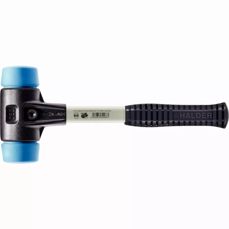 Maillet HALDER SIMPLEX TPE souple avec boîtier en fonte malléable renforcée et manche en fibre de verre - D=80 mm - 3701.080