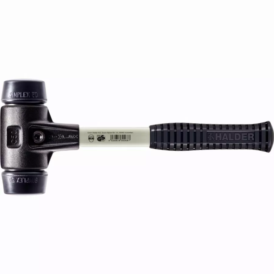 Maillet HALDER SIMPLEX Caoutchouc chargé avec boîtier en fonte malléable renforcée et manche en fibre de verre - D=80 mm - 3702.080
