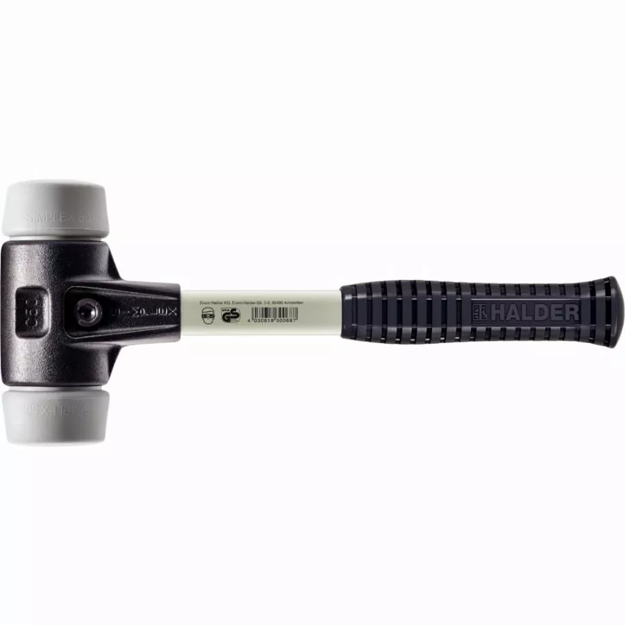 Maillet HALDER SIMPLEX TPE moyen avec boîtier en fonte malléable renforcée et manche en fibre de verre - D=80 mm - 3703.080