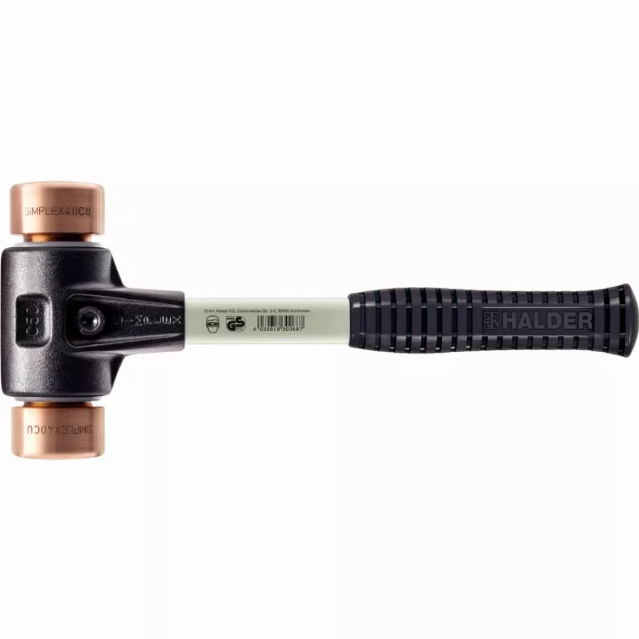 Maillet HALDER SIMPLEX Cuivre avec boîtier en fonte malléable renforcée et manche en fibre de verre - D=40 mm - 3704.040
