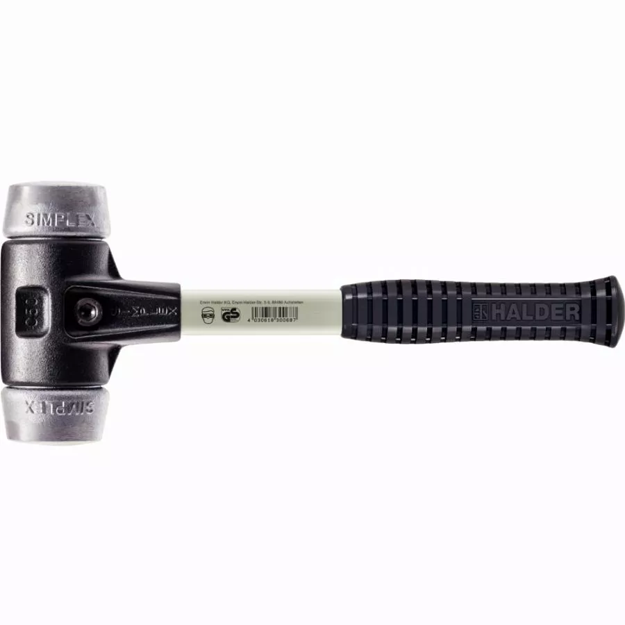 Maillet HALDER SIMPLEX Métal doux avec boîtier en fonte malléable renforcée et manche en fibre de verre - D=80 mm - 3709.080