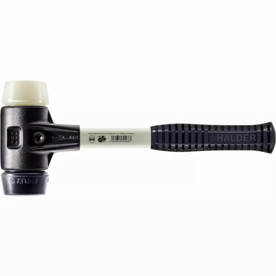 Maillet HALDER SIMPLEX Caoutchouc chargé / nylon avec boîtier en fonte malléable renforcée et manche en fibre de verre - D=80 mm - 3728.080
