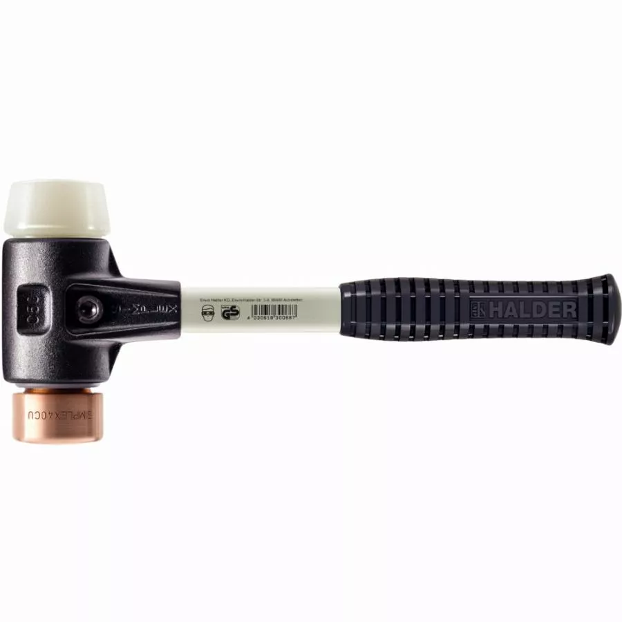 Maillet HALDER SIMPLEX Cuivre / nylon avec boîtier en fonte malléable renforcée et manche en fibre de verre - D=40 mm - 3748.040