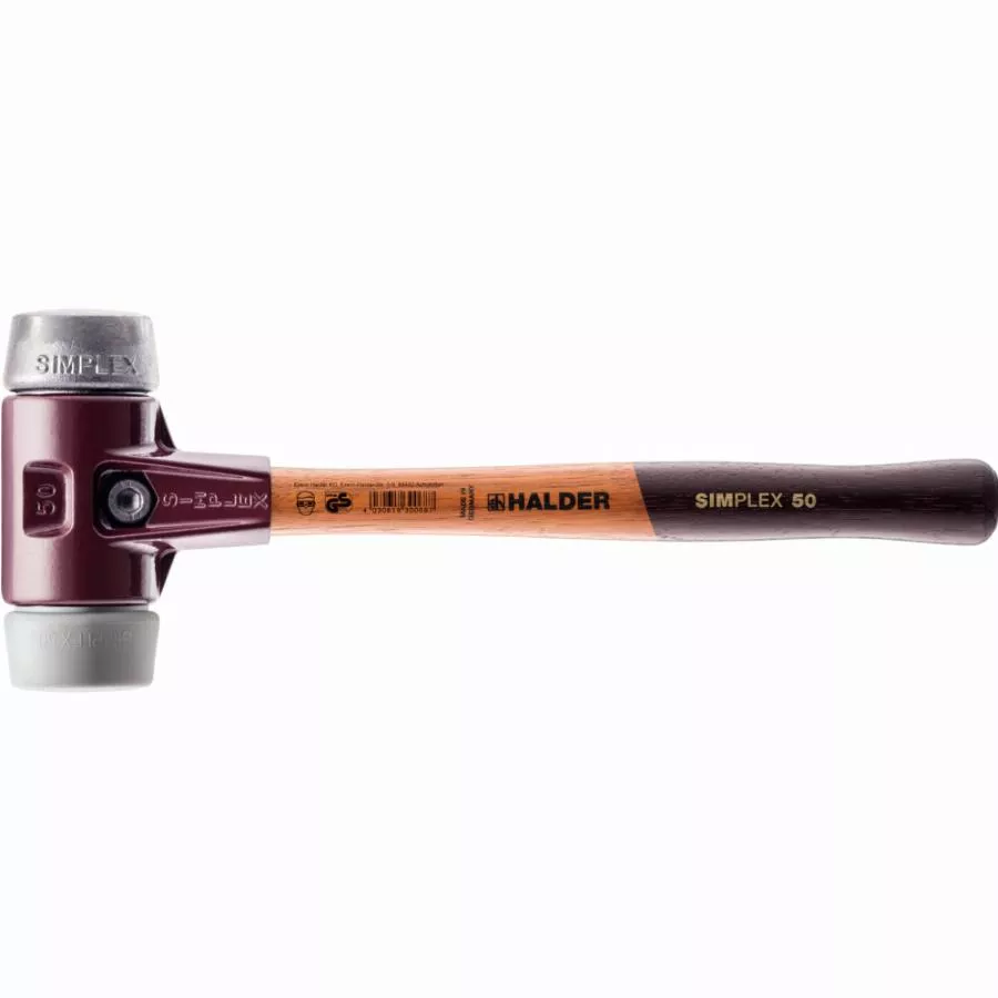 Maillet HALDER SIMPLEX TPE moyen / métal doux avec boîtier en fonte malléable et manche en bois - D=60 mm - 3039.060