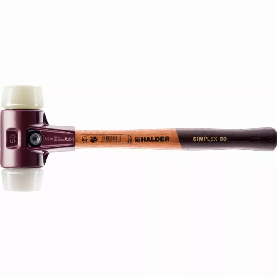 Maillet HALDER SIMPLEX Superplastique / nylon avec boîtier en fonte malléable et manche en bois - D=80 mm - 3078.080