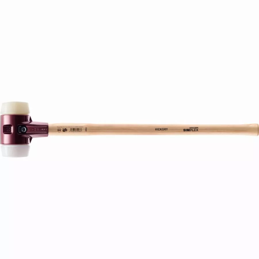Marteau de frappeur HALDER SIMPLEX Superplastique / nylon avec boîtier en fonte malléable, manche en bois hickory de haute qualité - D=80 mm - 3078.081