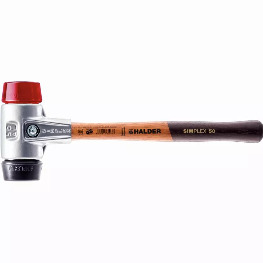 Maillet HALDER SIMPLEX Caoutchouc chargé / plastique avec boîtier en aluminium et manche en bois - D=60 mm - 3126.060