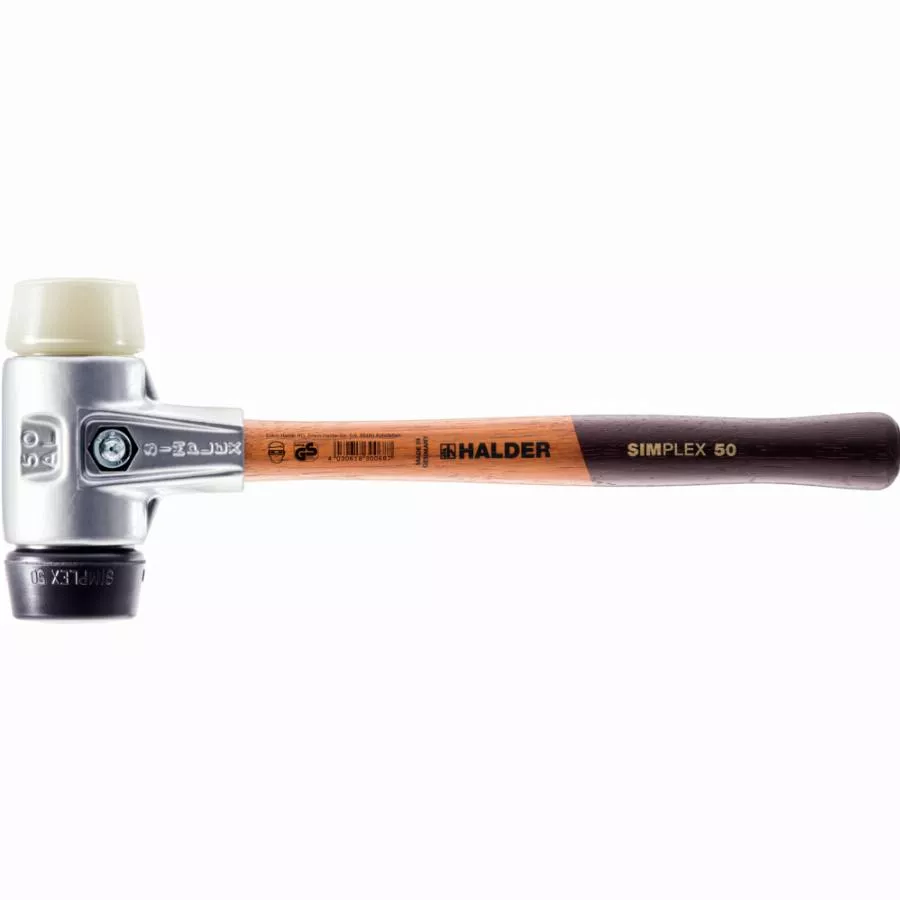 Maillet HALDER SIMPLEX Caoutchouc chargé / nylon avec boîtier en aluminium et manche en bois - D=60 mm - 3128.060