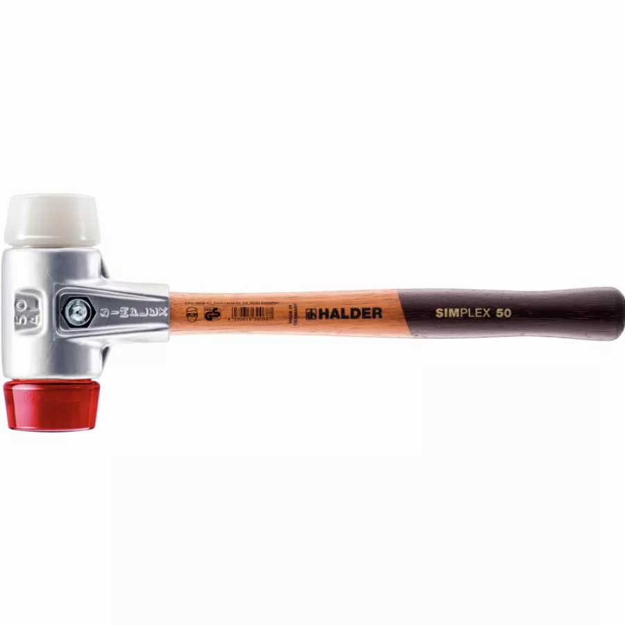 Maillet HALDER SIMPLEX Plastique / superplastique avec boîtier en aluminium et manche en bois - D=60 mm - 3167.060