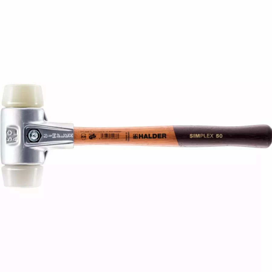 Maillet HALDER SIMPLEX Superplastique / plastique avec boîtier en aluminium et manche en bois - D=60 mm - 3178.060