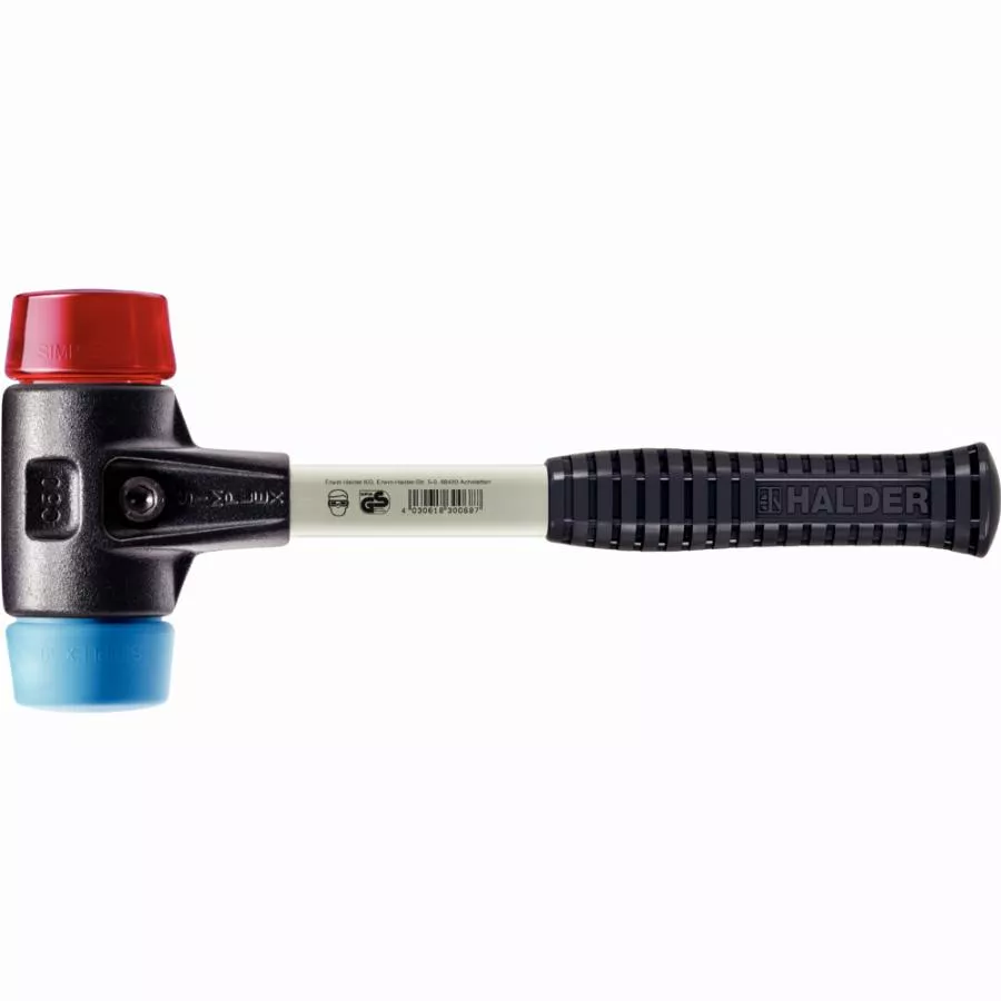 Maillet HALDER SIMPLEX TPE souple /plastique avec boîtier en fonte malléable renforcée et manche en fibre de verre - D=60 mm - 3716.060