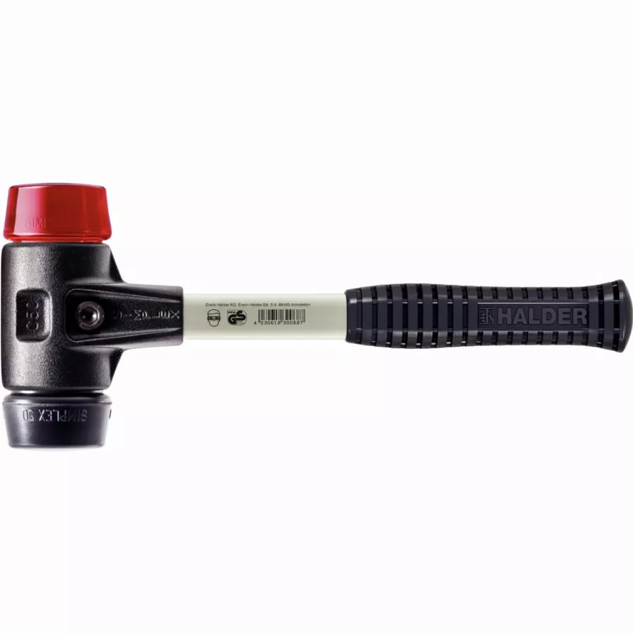 Maillet HALDER SIMPLEX Caoutchouc chargé / plastique avec boîtier en fonte malléable renforcée et manche en fibre de verre - D=60 mm - 3726.060