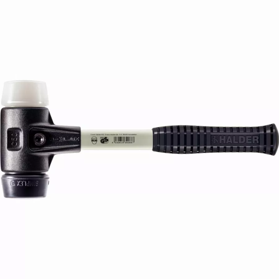 Maillet HALDER SIMPLEX Caoutchouc chargé / superplastique avec boîtier en fonte malléable renforcée et manche en fibre de verre - D=80 mm - 3727.080