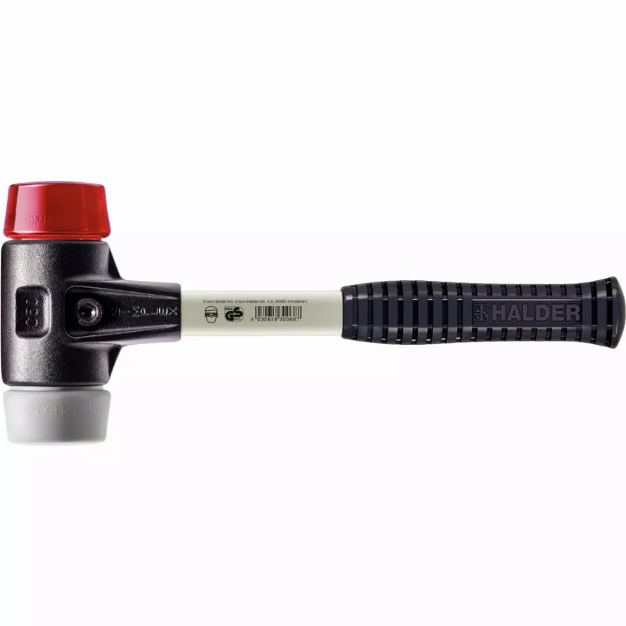 Maillet HALDER SIMPLEX TPE moyen / plastique avec boîtier en fonte malléable renforcée et manche en fibre de verre - D=60 mm - 3736.060