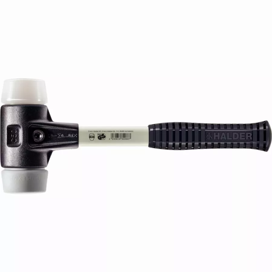 Maillet HALDER SIMPLEX TPE moyen / superplastique avec boîtier en fonte malléable renforcée et manche en fibre de verre - D=60 mm - 3737.060