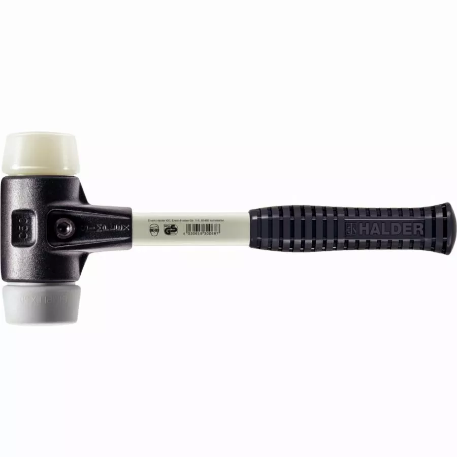 Maillet HALDER SIMPLEX TPE moyen / nylon avec boîtier en fonte malléable renforcée et manche en fibre de verre - D=60 mm - 3738.060