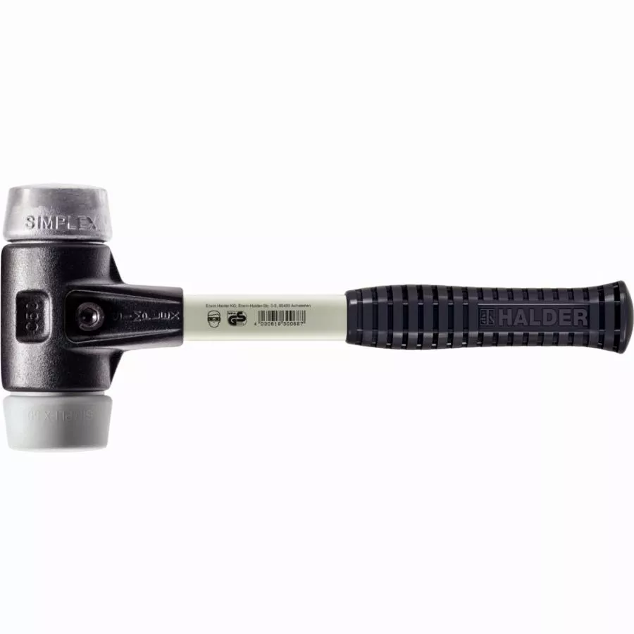 Maillet HALDER SIMPLEX TPE moyen / métal doux avec boîtier en fonte malléable renforcée et manche en fibre de verre - D=60 mm - 3739.060