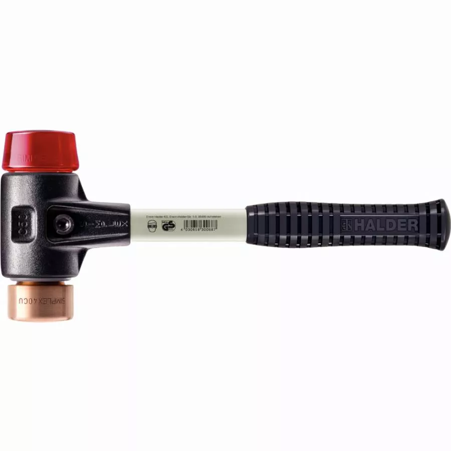 Maillet HALDER SIMPLEX Cuivre / plastique avec boîtier en fonte malléable renforcée et manche en fibre de verre - D=40 mm - 3746.040