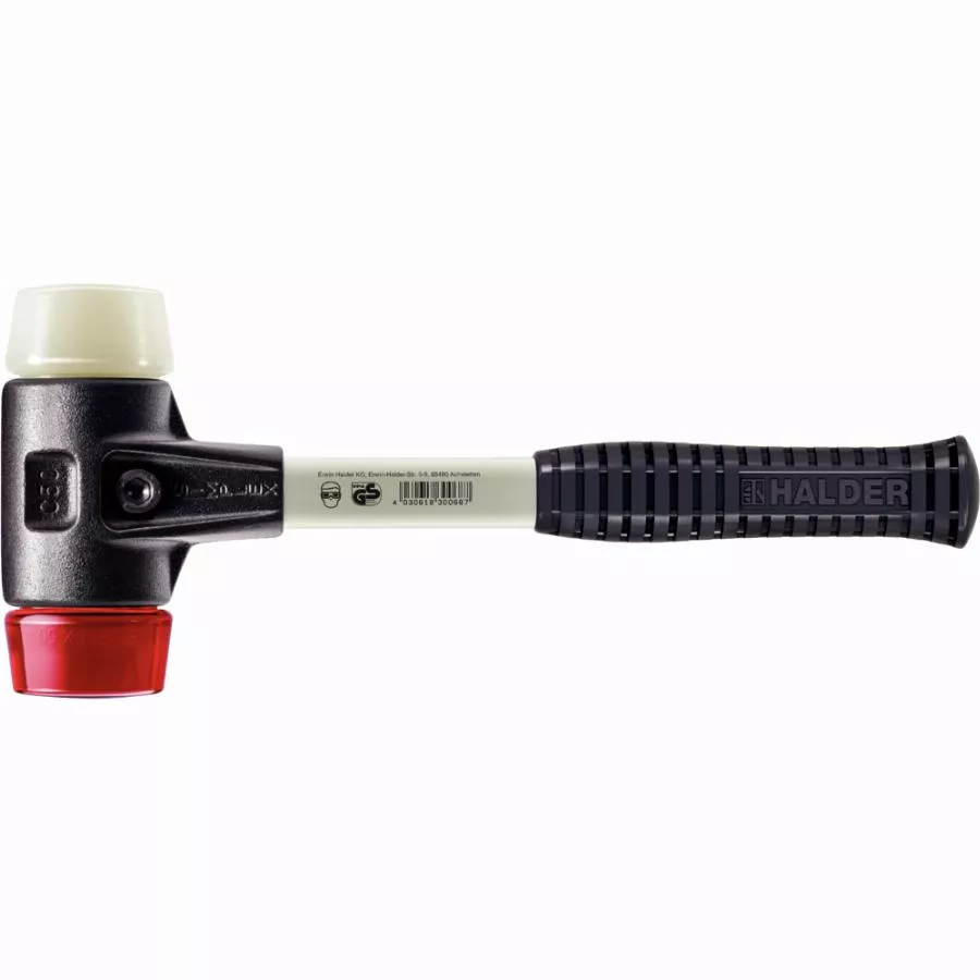 Maillet HALDER SIMPLEX plastique / nylon avec boîtier en fonte malléable renforcée et manche en fibre de verre - D=60 mm - 3768.060