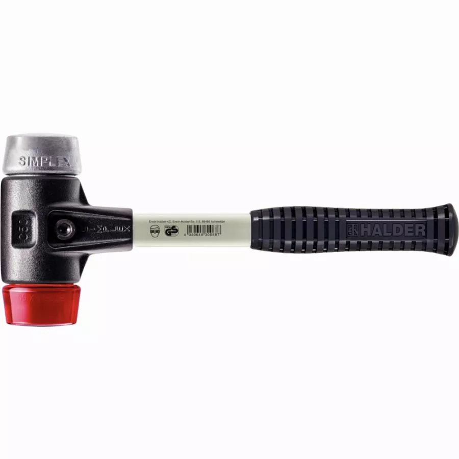 Maillet HALDER SIMPLEX Plastique / métal doux avec boîtier en fonte malléable renforcée et manche en fibre de verre - D=60 mm - 3769.060