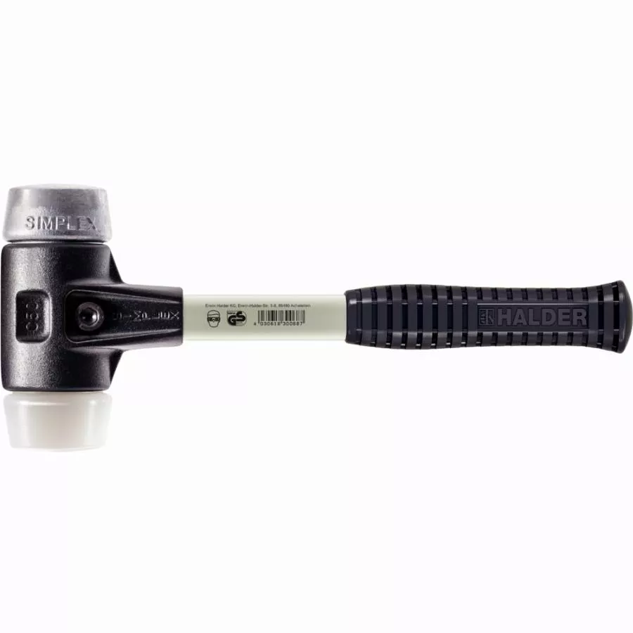 Maillet HALDER SIMPLEX Superplastique / métal doux avec boîtier en fonte malléable renforcée et manche en fibre de verre - D=80 mm - 3779.080