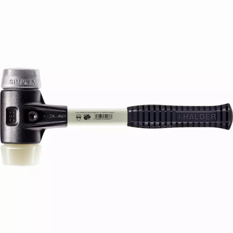 Maillet HALDER SIMPLEX Nylon / métal doux avec boîtier en fonte malléable renforcée et manche en fibre de verre - D=80 mm - 3789.080