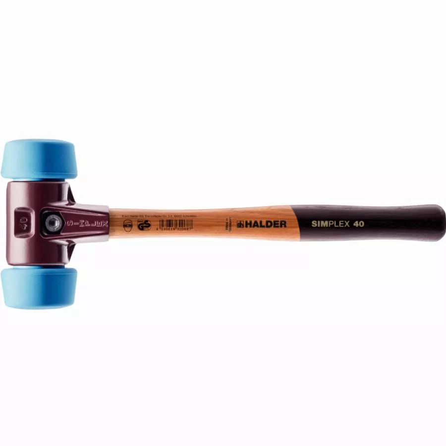 Maillet HALDER SIMPLEX TPE souple avec boîtier en fonte malléable et manche en bois de haute qualité - D=50 mm - 3001.051