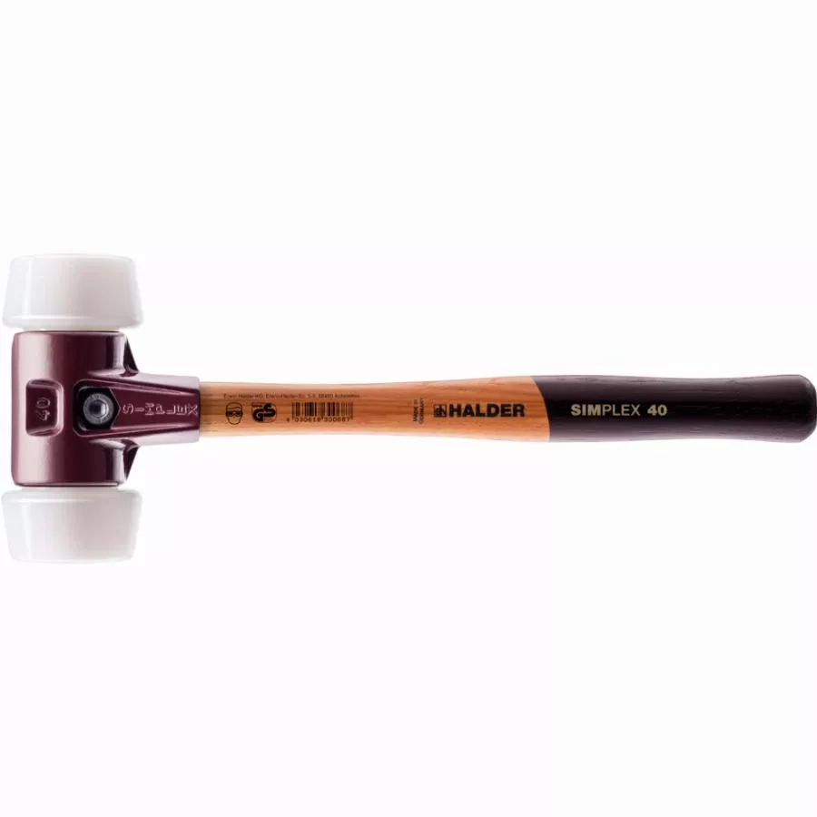 Maillet HALDER SIMPLEX superplastique avec boîtier en fonte malléable et manche en bois de haute qualité - D=50 mm - 3007.051
