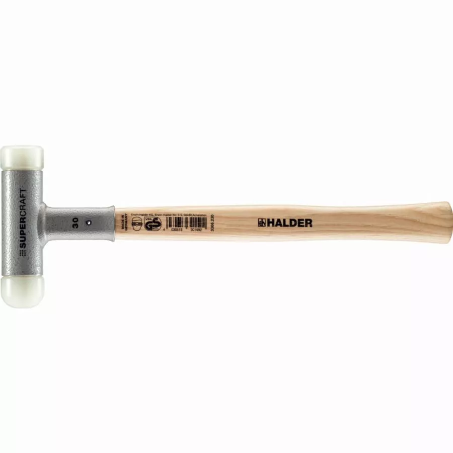 Maillet SUPERCRAFT, Avec manche en hickory verni, amortissant les vibrations et ergonomique et embout arrondi - D=40 mm - 3366.240