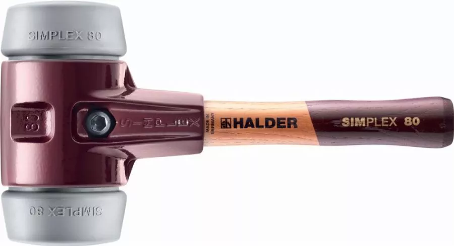 Maillet HALDER SIMPLEX TPE moyen avec boîtier en fonte malléable et manche en bois - D=80 mm - Manche extra-court - 3003.082
