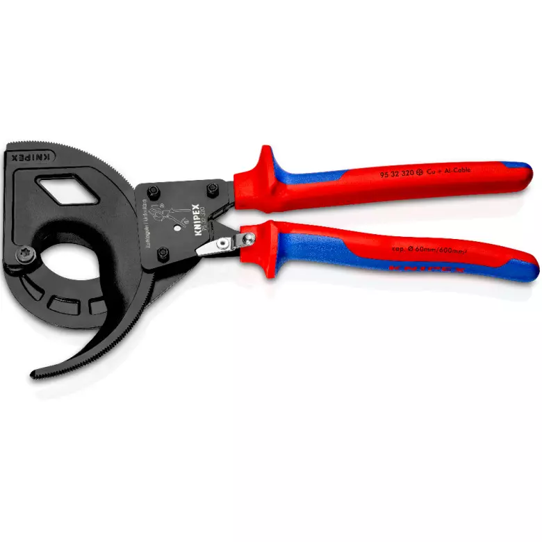 Coupe-câbles à cliquet - 250 mm - D. 32 mm - Isolé - KNIPEX - 9536250