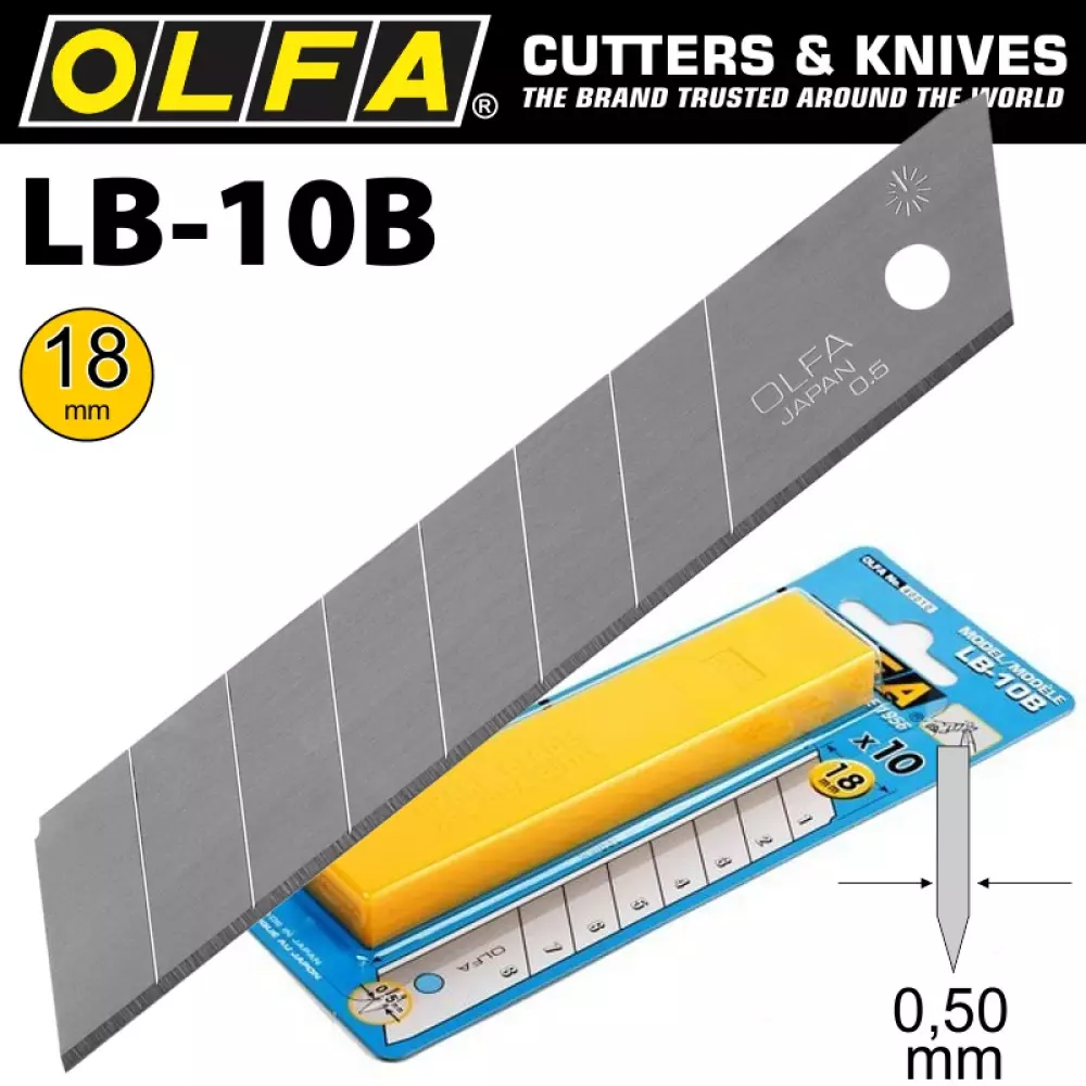 Etui de 10 lames de cutter sécables LB-10B de 18 mm de largeur - CARPENTRAS SIGN - OL36303
