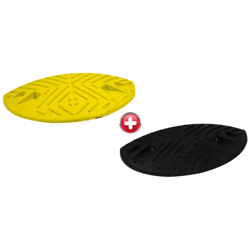 Kit de 2 modules 1/2 rond de ralentisseur - 215 x 430 m - H 60 mm - Jaune + Noir - NOVAP - 8003098