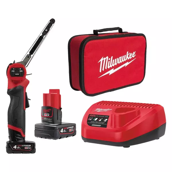 Ponceuse à bande sans fil M12 FUEL - 12V - 4.0 Ah - Inclus 2 Batteries + 1 Chargeur + 1 Sac de transport - MILWAUKEE - 4933480961